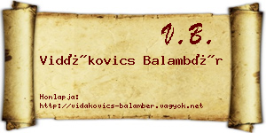 Vidákovics Balambér névjegykártya